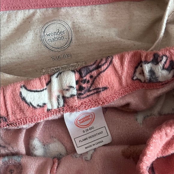 Wonder Nation Kids Pajama Set - Pink and Cream - Picture 2 of 4